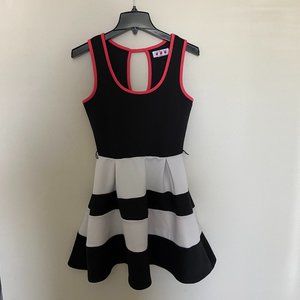 striped A-line dress